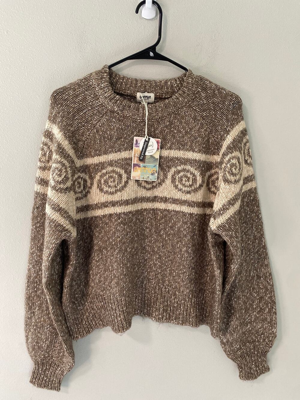 New Ghanda Infinity Knit Walnut Wool Blend Sweater AU 10 US 6